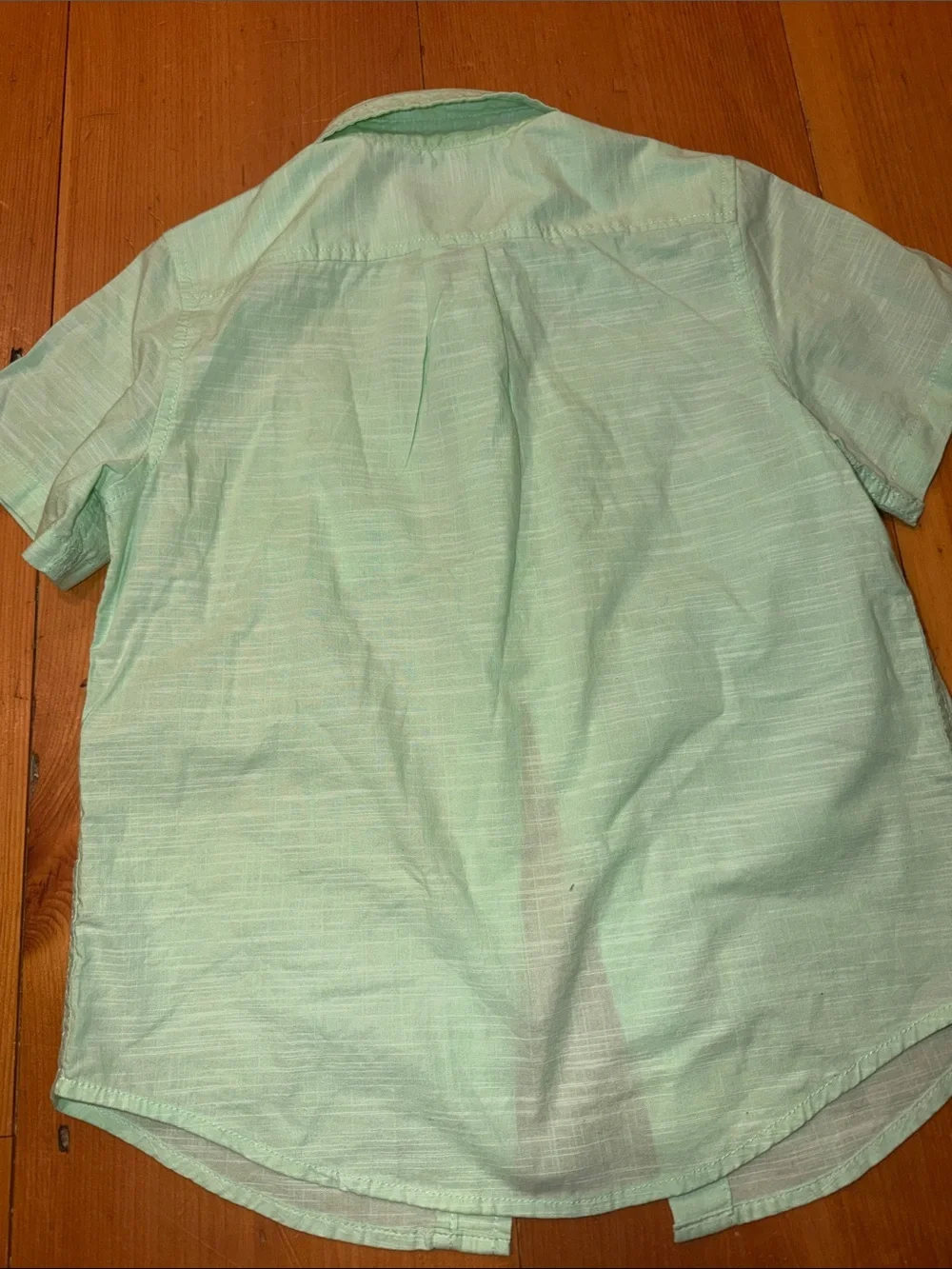 Cat & Jack Mint Green Short-Sleeve Button-Down Shirt Cotton size 8 NWOT